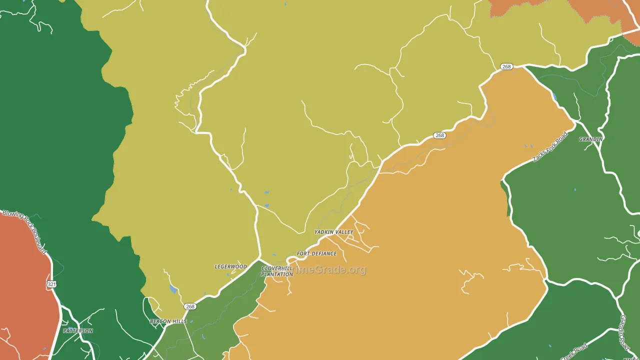 Yadkin Valley, NC Map of Assault Rates