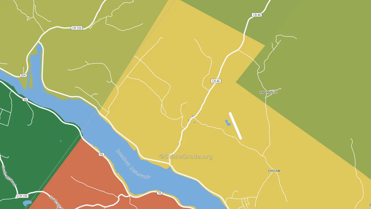 Yagerville, NY Map of Assault Rates