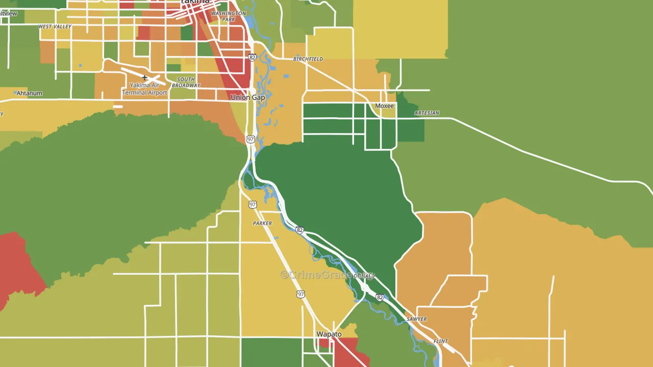 Yakima County, WA Map of Assault Rates