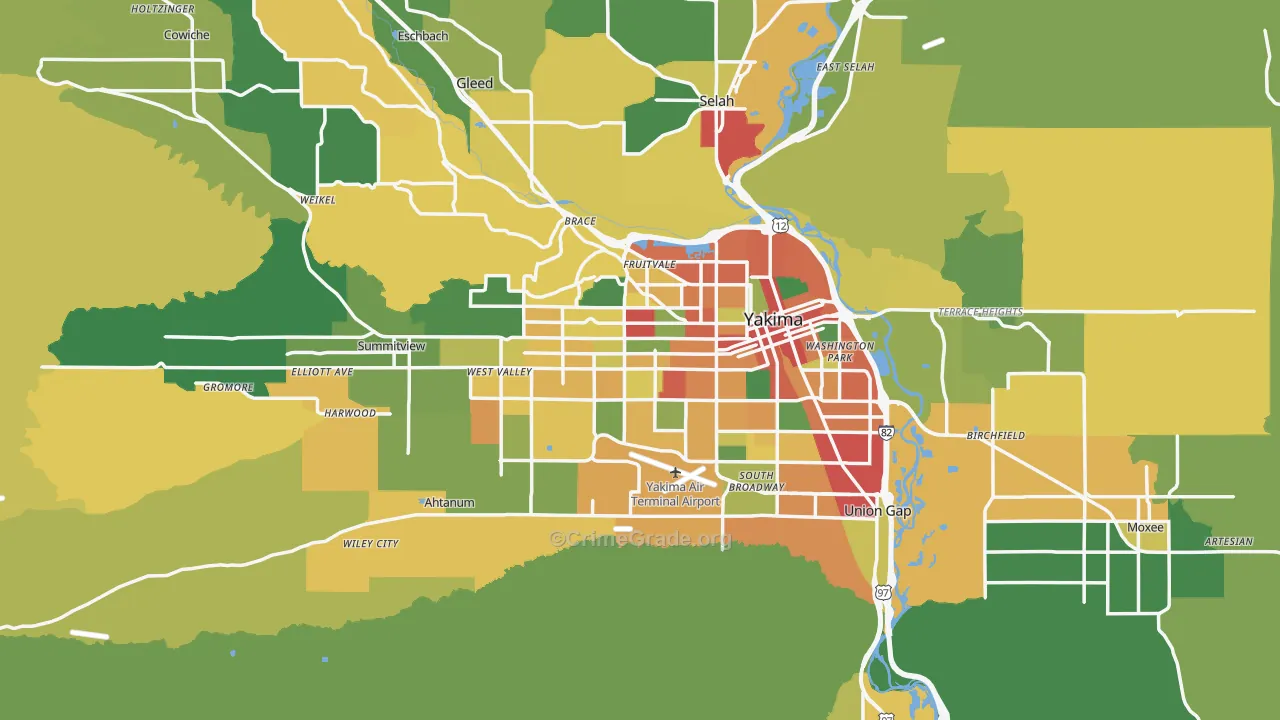 Yakima, WA Map of Assault Rates