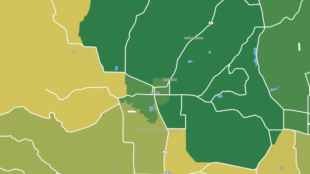 Yamhill, OR Map of Assault Rates