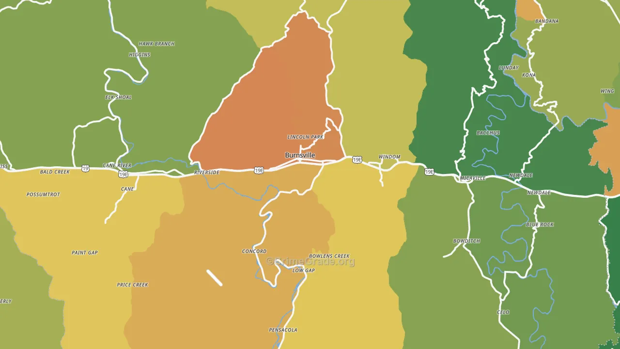 Yancey County, NC Map of Assault Rates