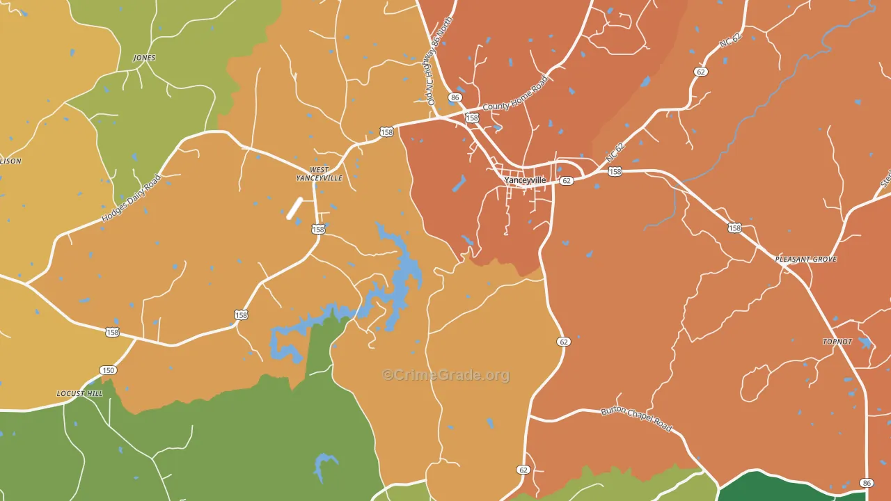 Yanceyville, NC Map of Assault Rates