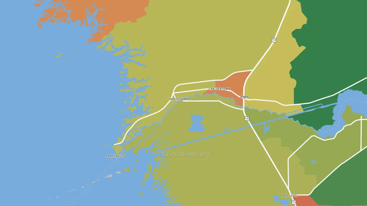 Yankeetown, FL Map of Assault Rates