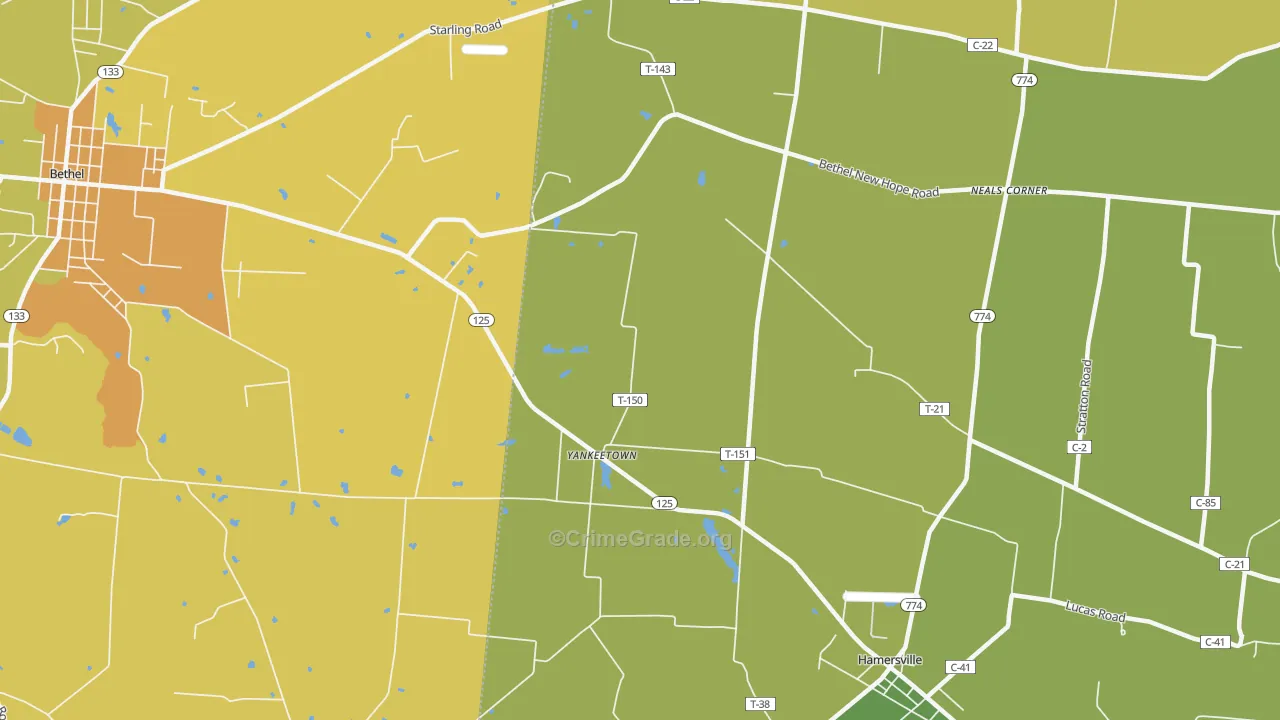 Yankeetown, OH Map of Assault Rates
