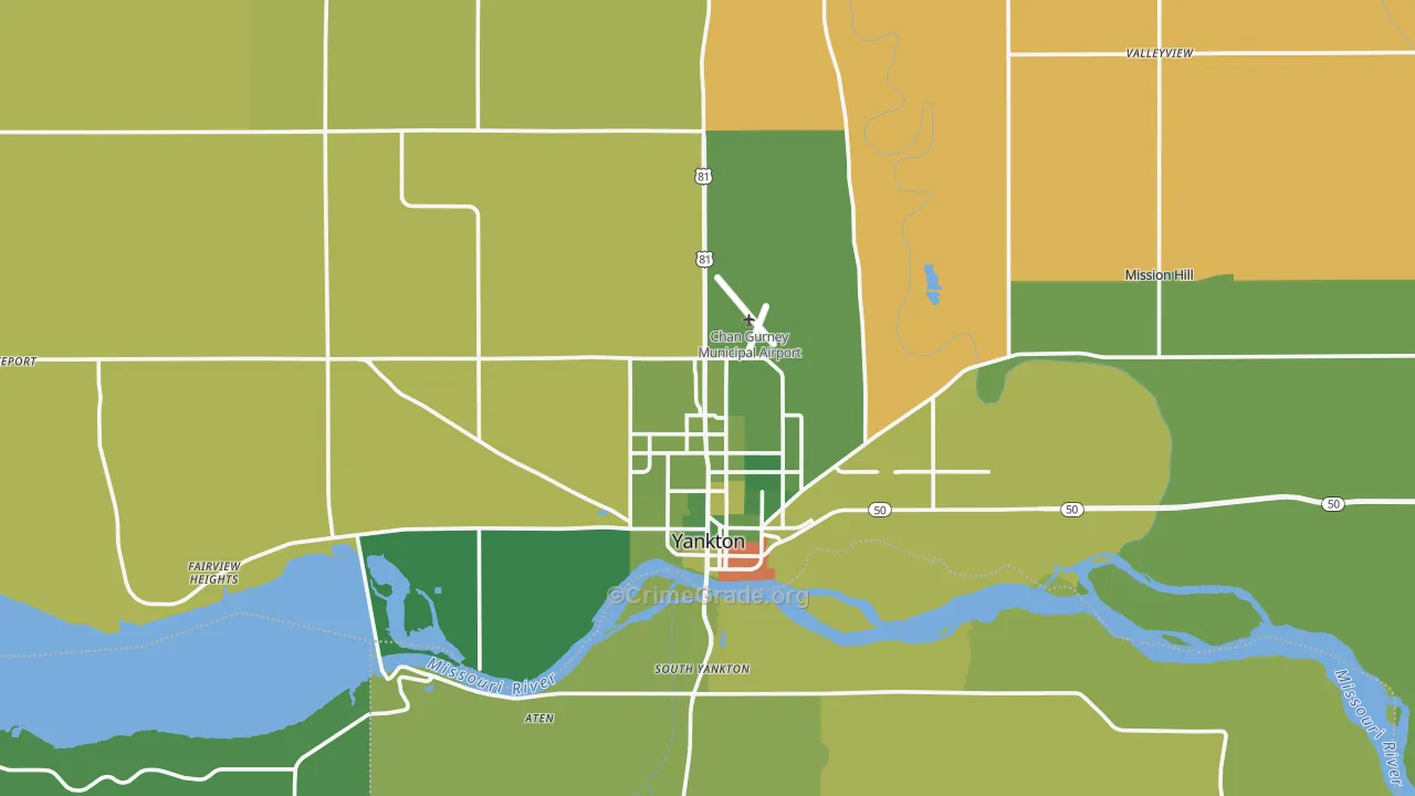 Yankton County, SD Map of Assault Rates