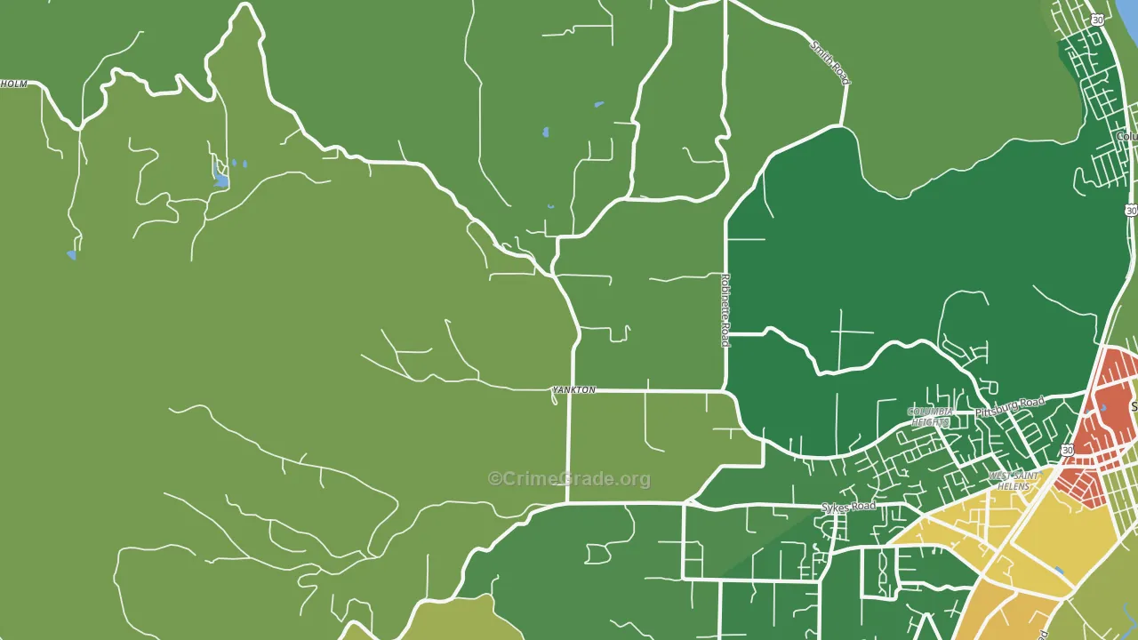 Yankton, OR Map of Assault Rates