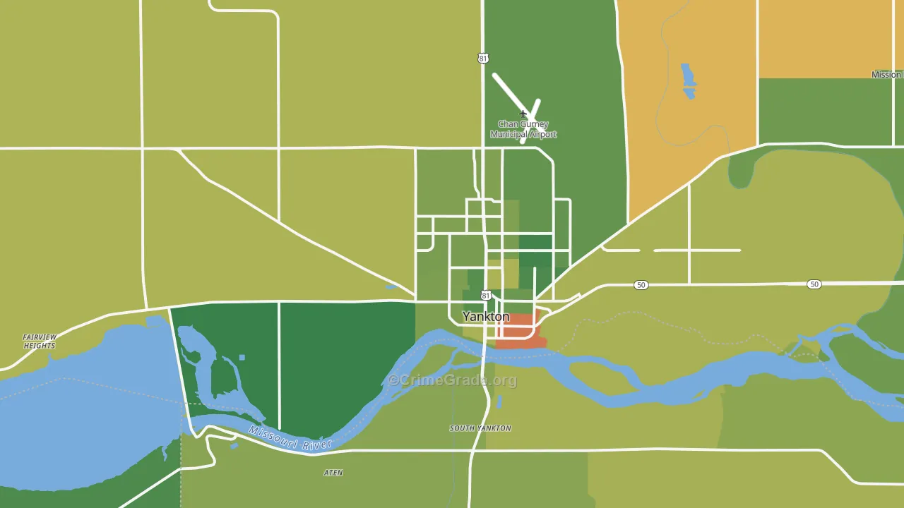 Yankton, SD Map of Assault Rates
