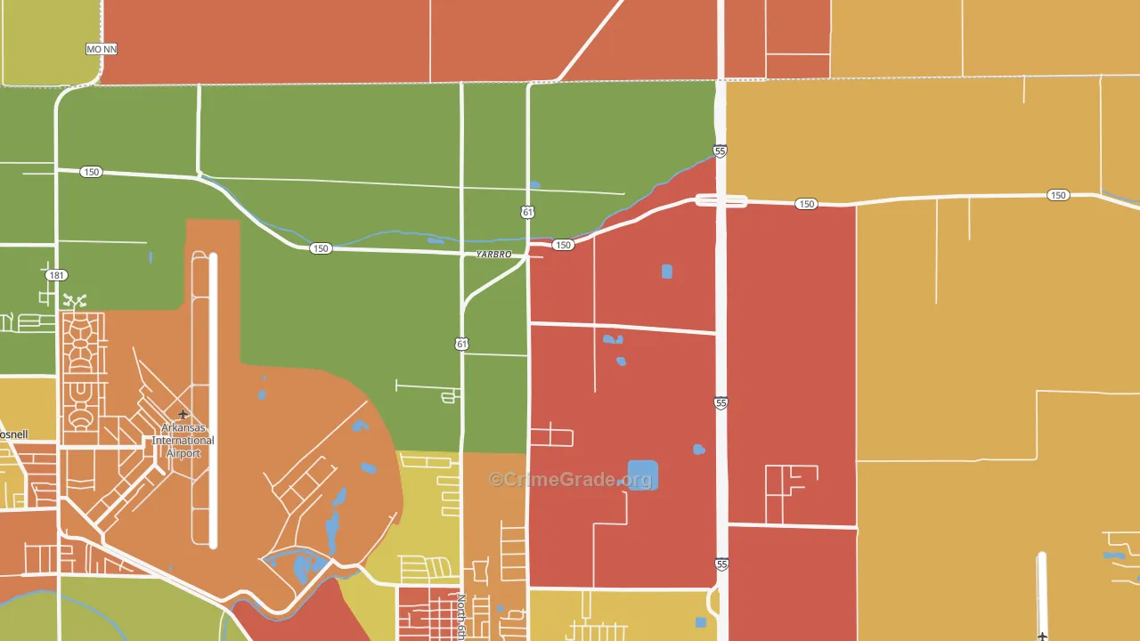 Yarbro, AR Map of Assault Rates