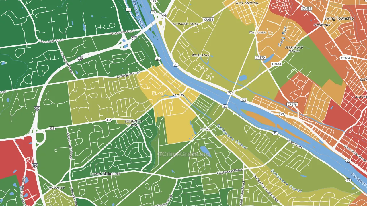 Yardley, PA Map of Assault Rates