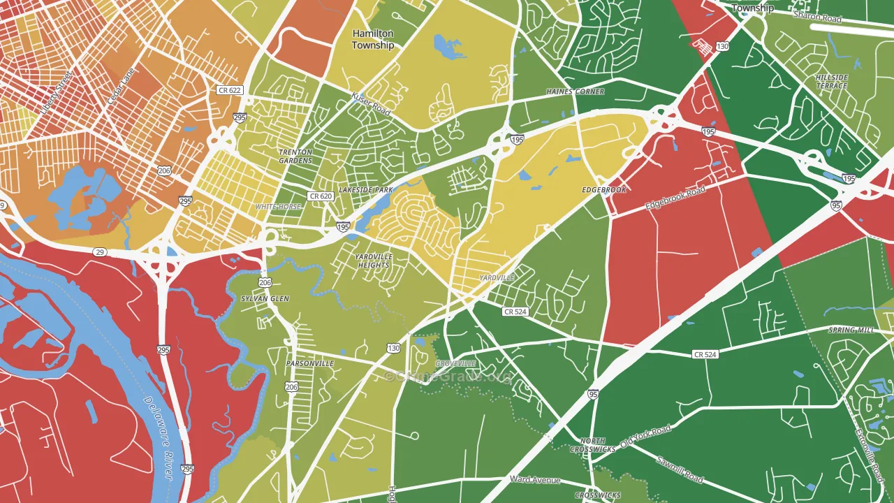 Yardville, NJ Map of Assault Rates