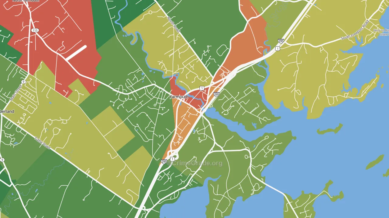 Yarmouth, ME Map of Assault Rates