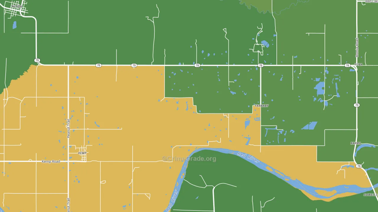 Yarnaby, OK Map of Assault Rates
