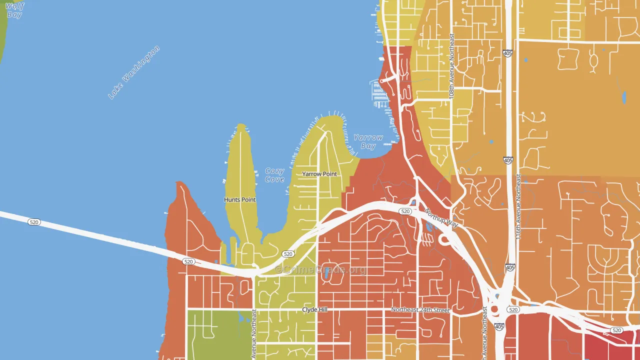 Yarrow Point, WA Map of Assault Rates