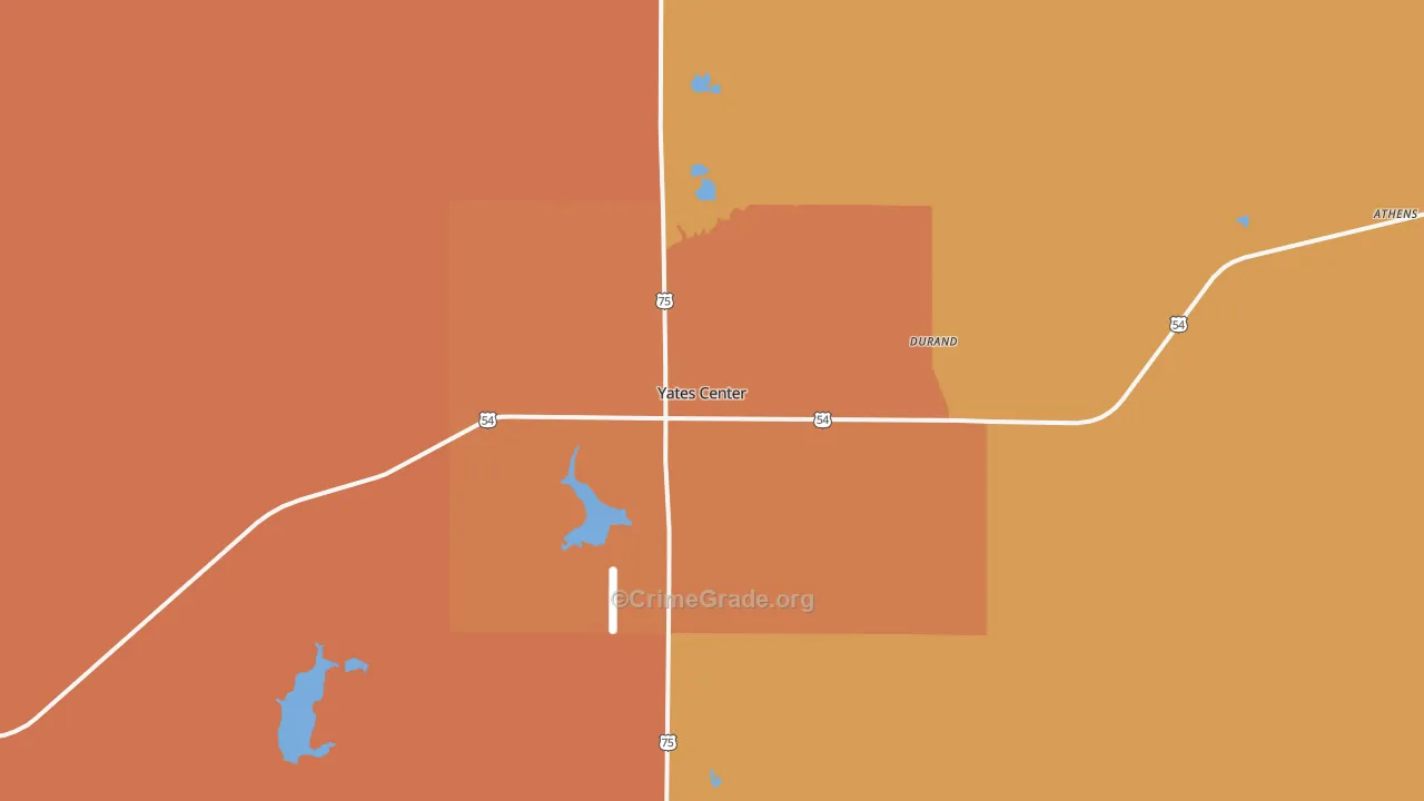 Yates Center, KS Map of Assault Rates