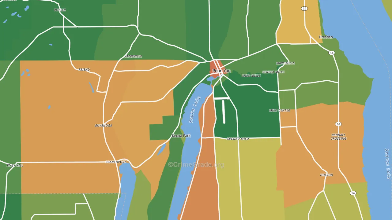 Yates County, NY Map of Assault Rates