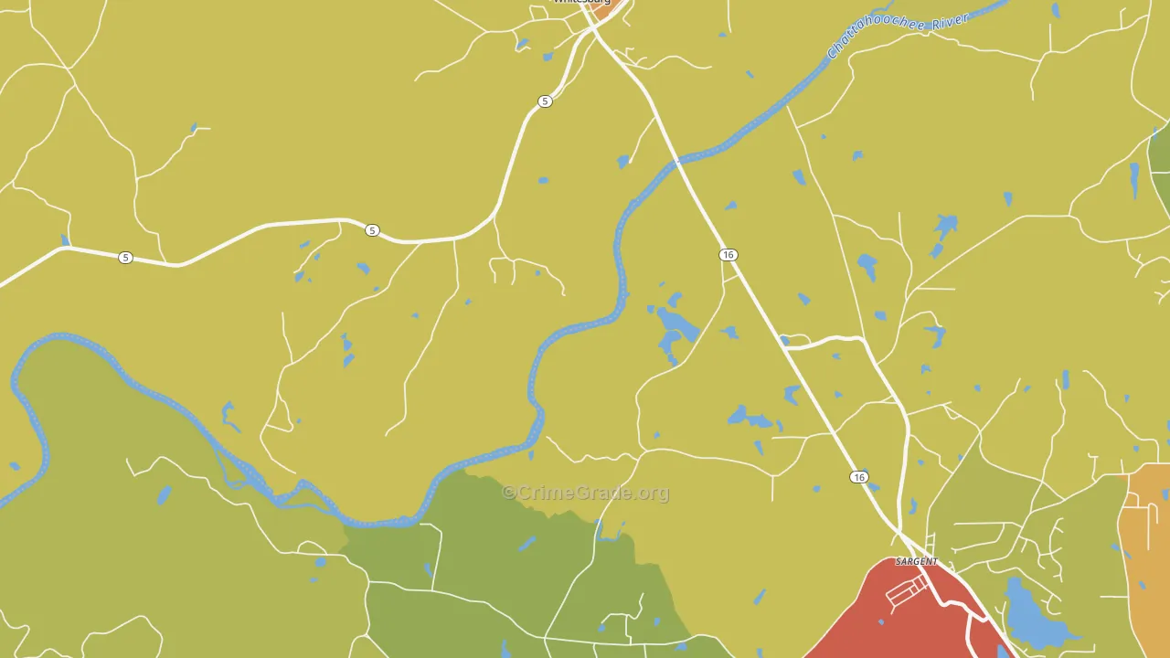 Yates, GA Map of Assault Rates