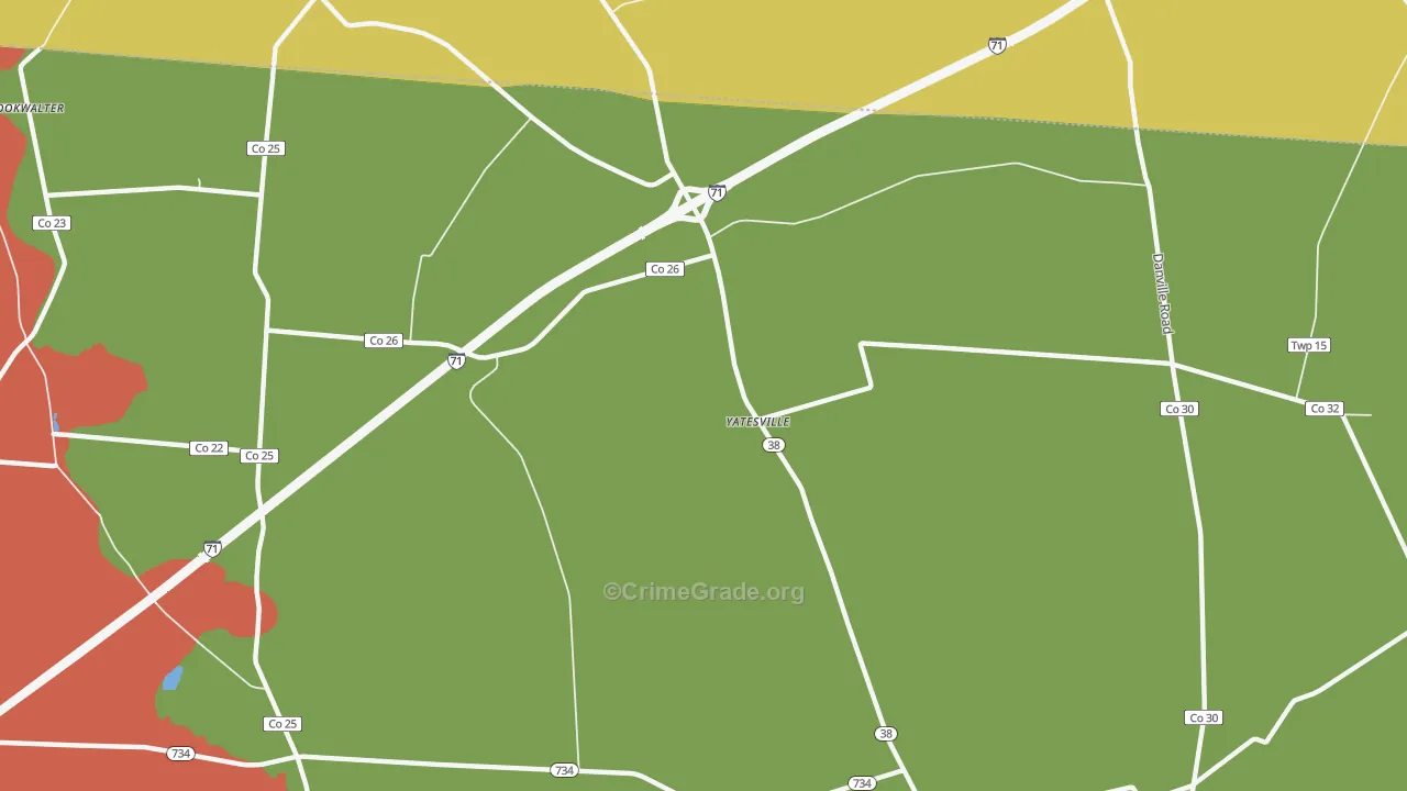 Yatesville, OH Map of Assault Rates