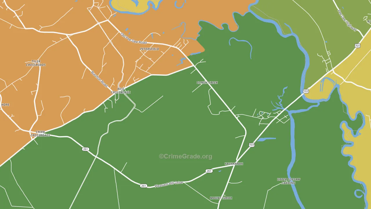 Yauhannah, SC Map of Assault Rates