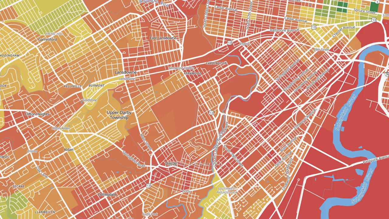 Yeadon, PA Map of Assault Rates