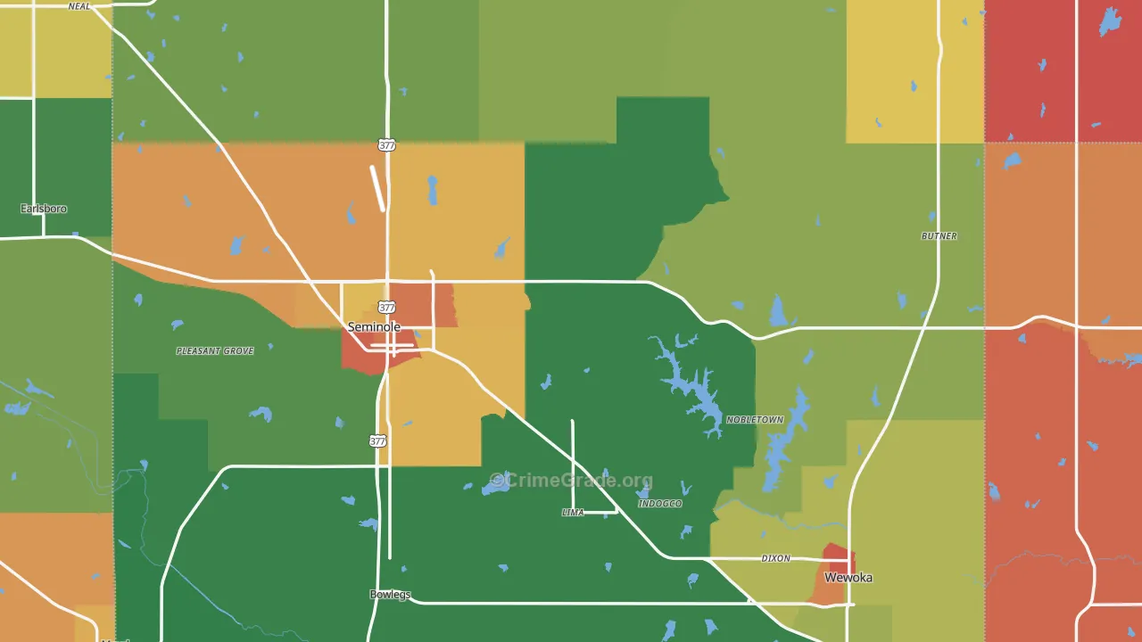 Yeager, OK Map of Assault Rates