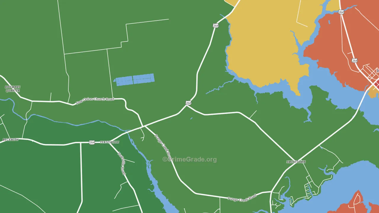 Yeatesville, NC Map of Assault Rates