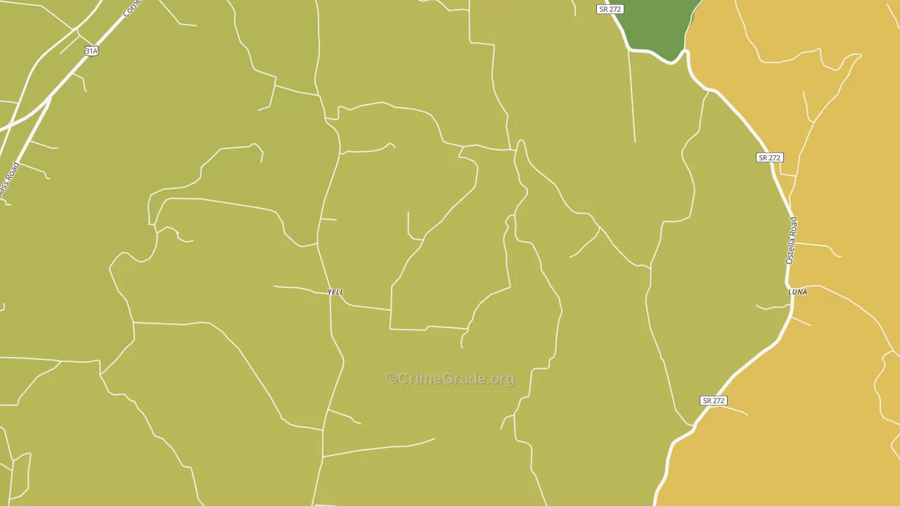 Yell, TN Map of Assault Rates