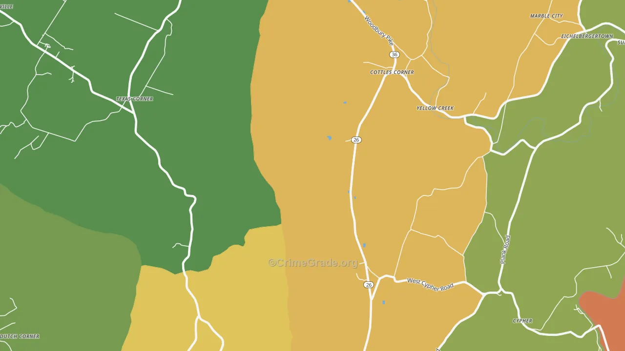 Yellow Creek, PA Map of Assault Rates