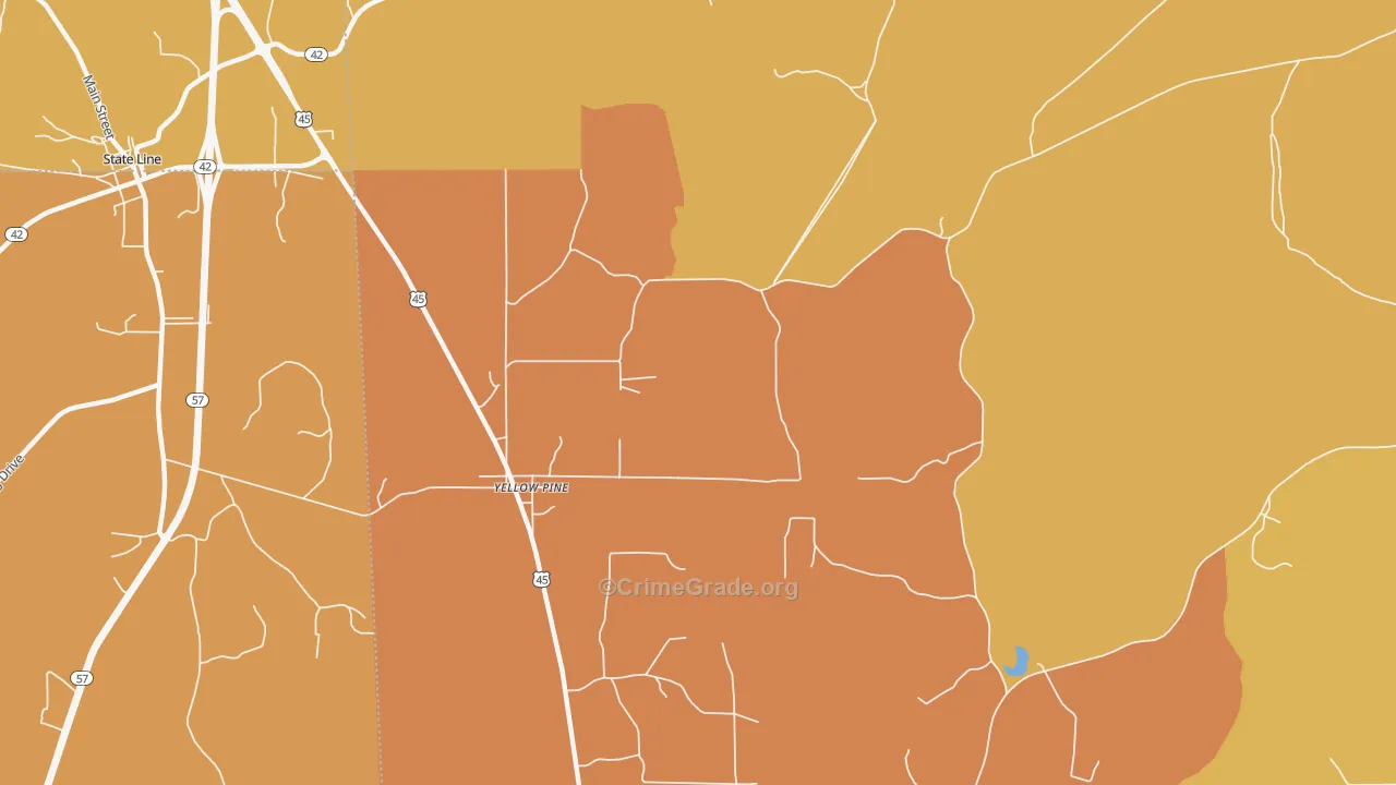 Yellow Pine, AL Map of Assault Rates