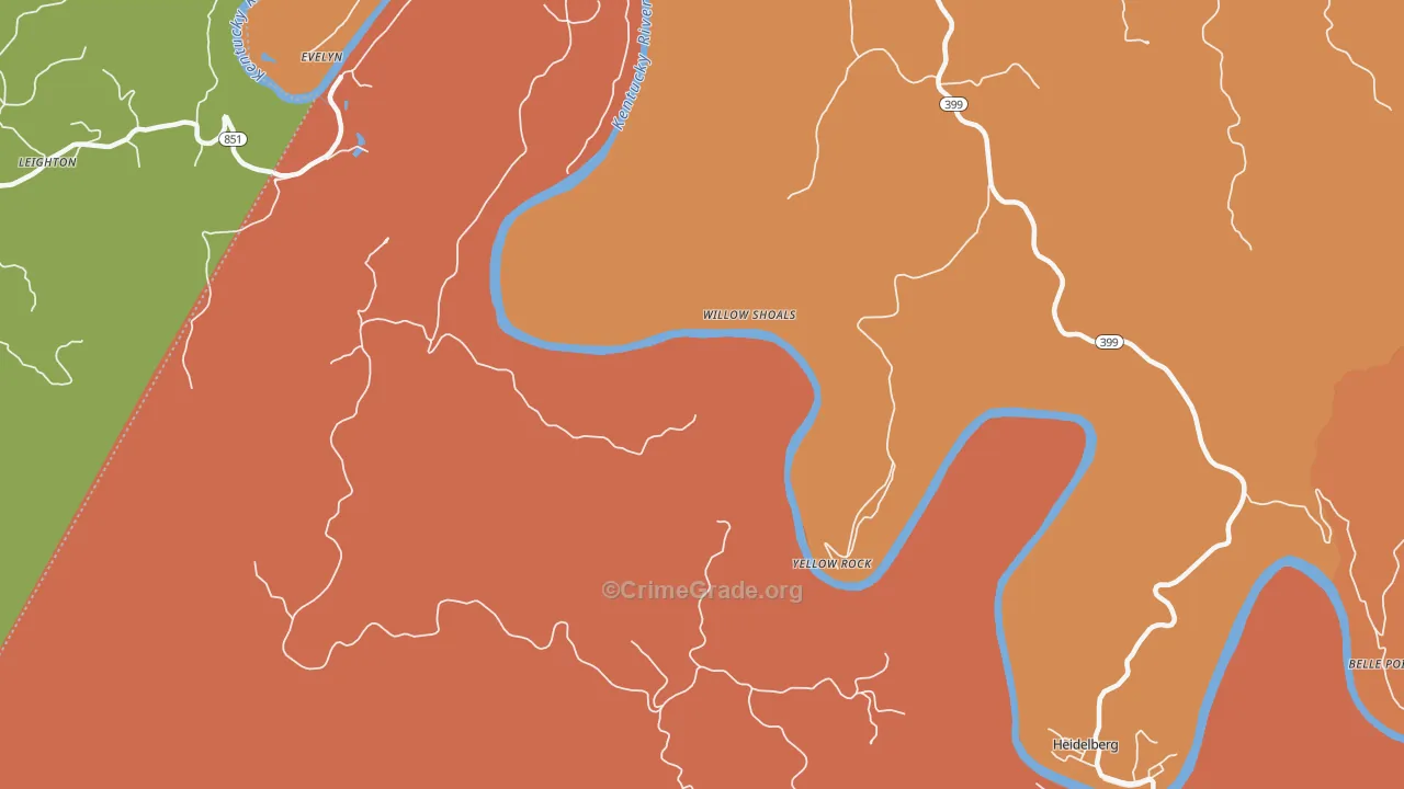 Yellow Rock, KY Map of Assault Rates