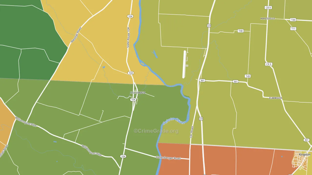 Yellowbud, OH Map of Assault Rates