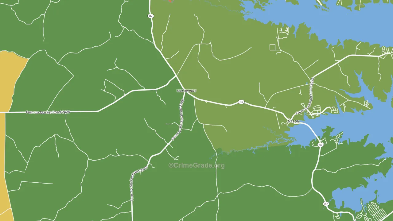 Yellowpine, TX Map of Assault Rates