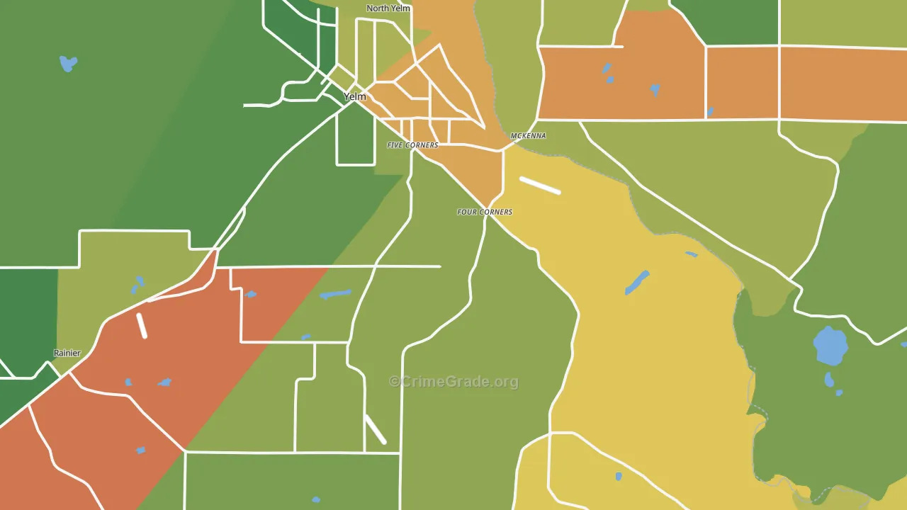 Yelm, WA Map of Assault Rates
