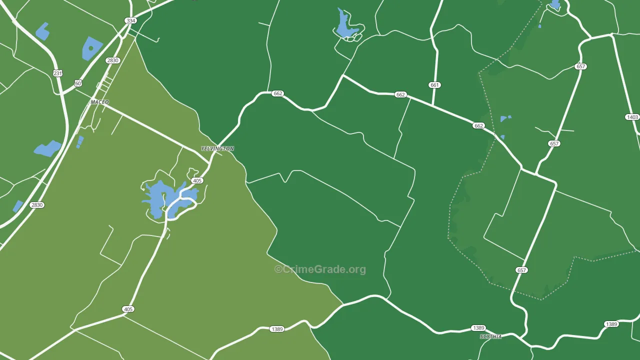 Yelvington, KY Map of Assault Rates