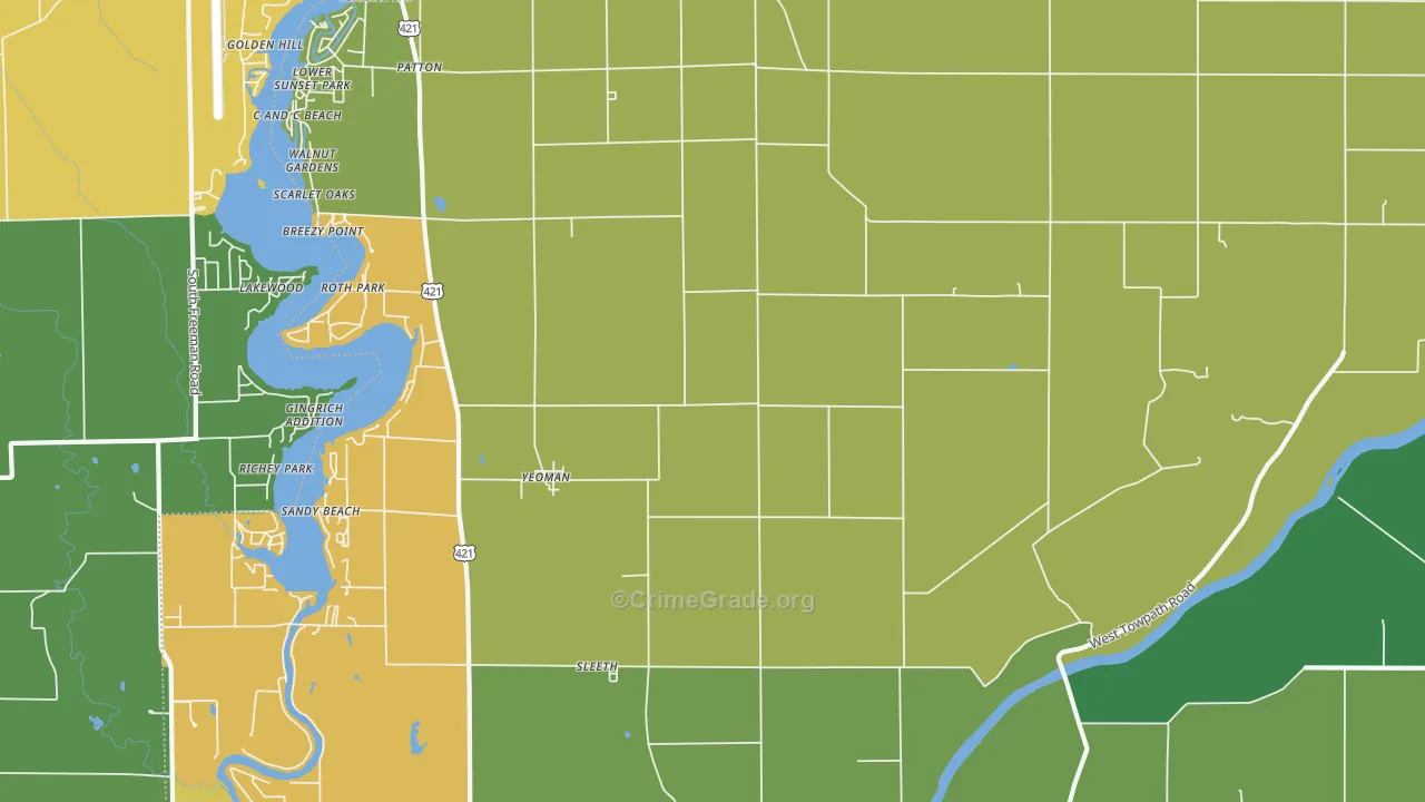 Yeoman, IN Map of Assault Rates