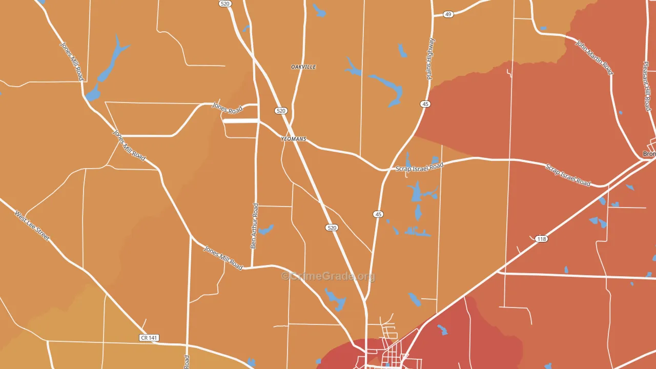 Yeomans, GA Map of Assault Rates