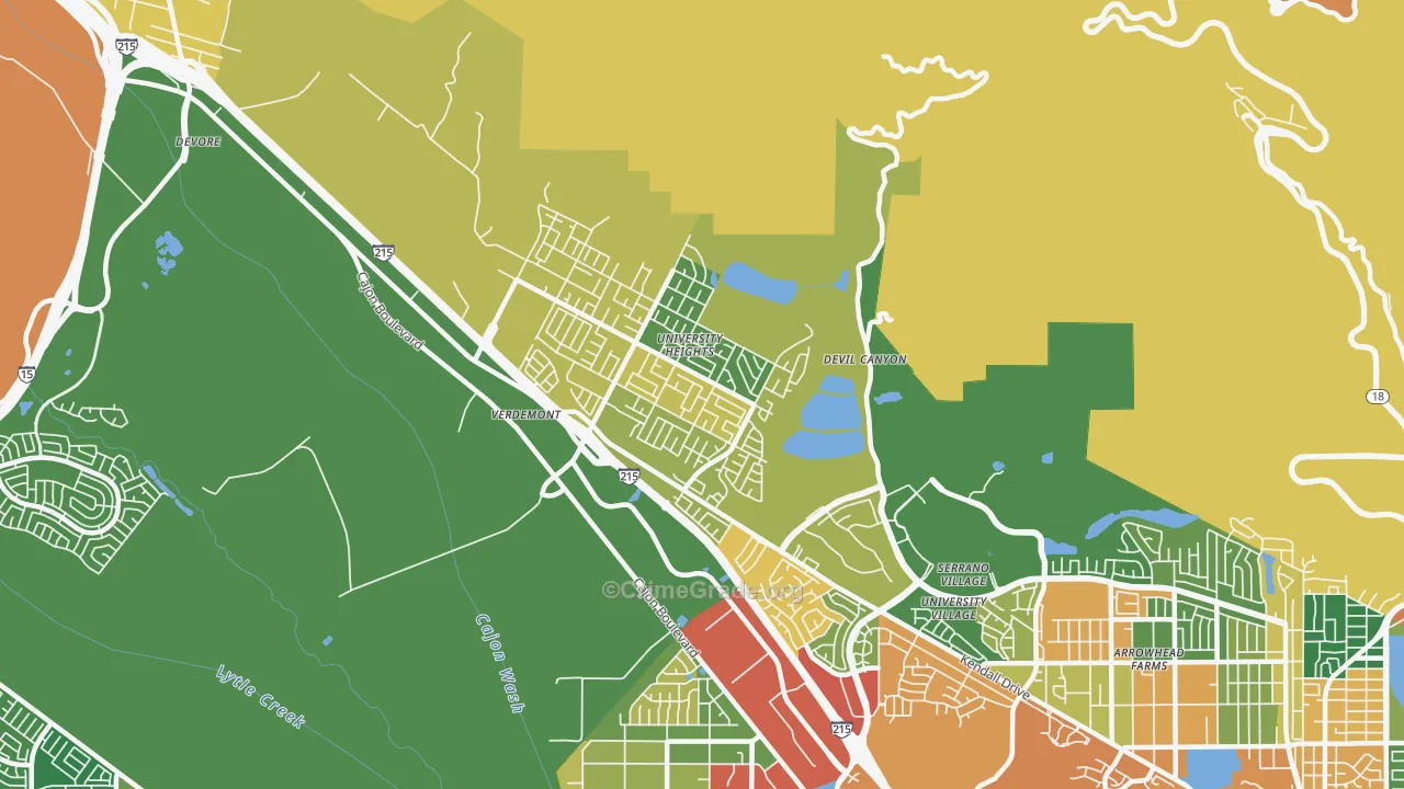 Yerdemont, San Bernardino, CA Map of Assault Rates