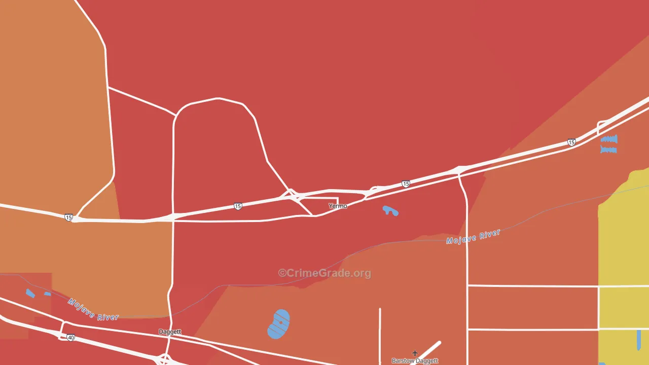 Yermo, CA Map of Assault Rates