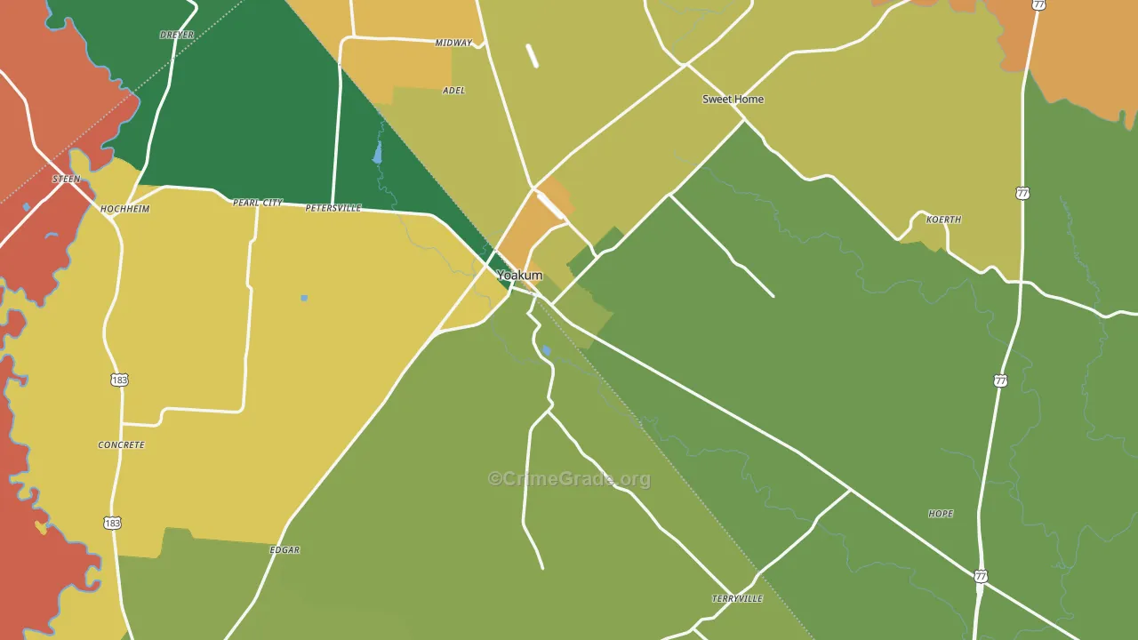 Yoakum, TX Map of Assault Rates