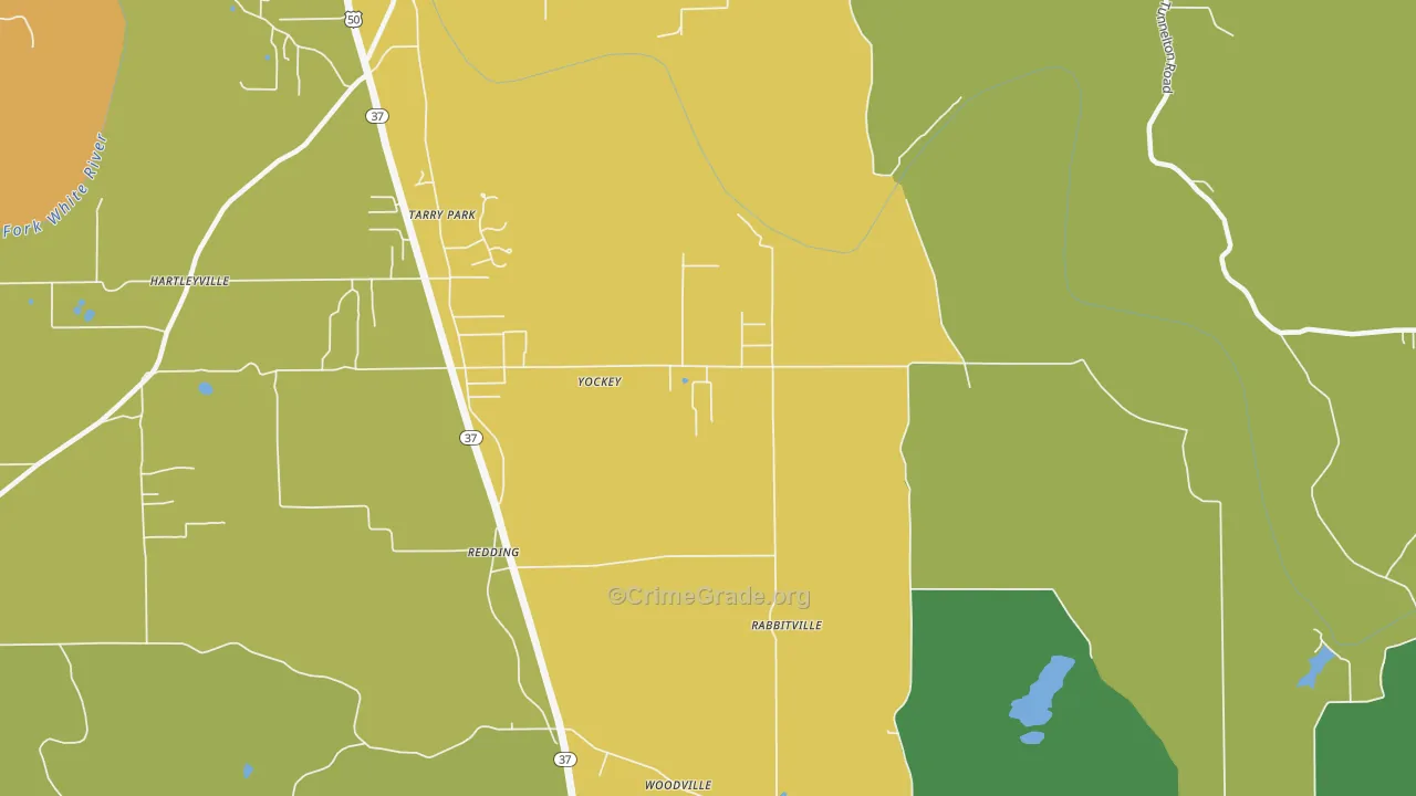Yockey, IN Map of Assault Rates