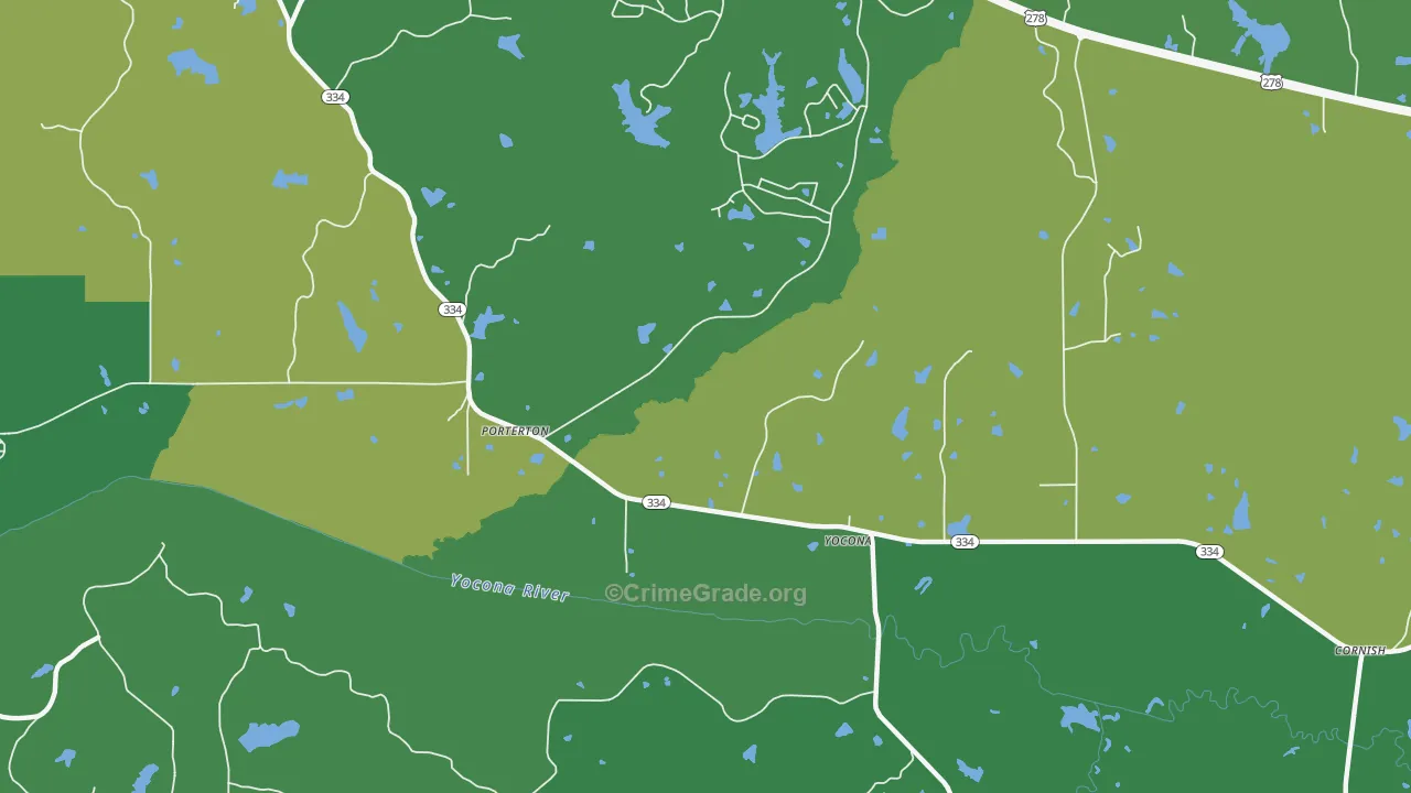 Yocona, MS Map of Assault Rates