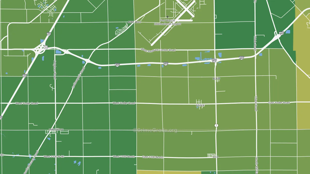 Yoder, IN Map of Assault Rates