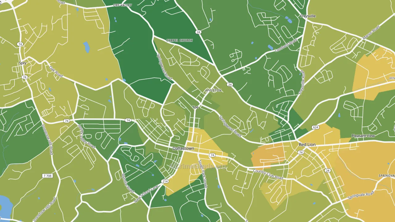 Yoe, PA Map of Assault Rates
