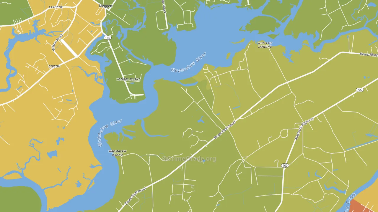 Yonges Island, SC Map of Assault Rates
