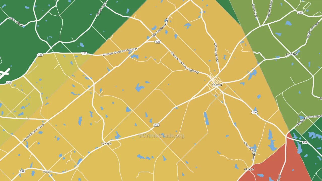 Yonkers, GA Map of Assault Rates