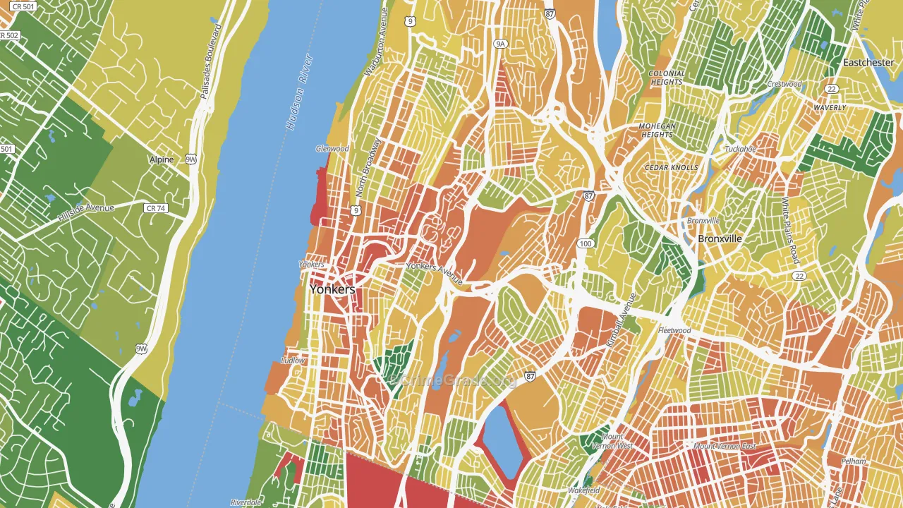 Yonkers, NY Map of Assault Rates