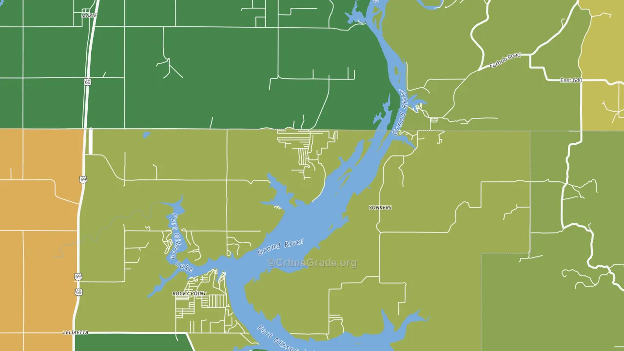 Yonkers, OK Map of Assault Rates