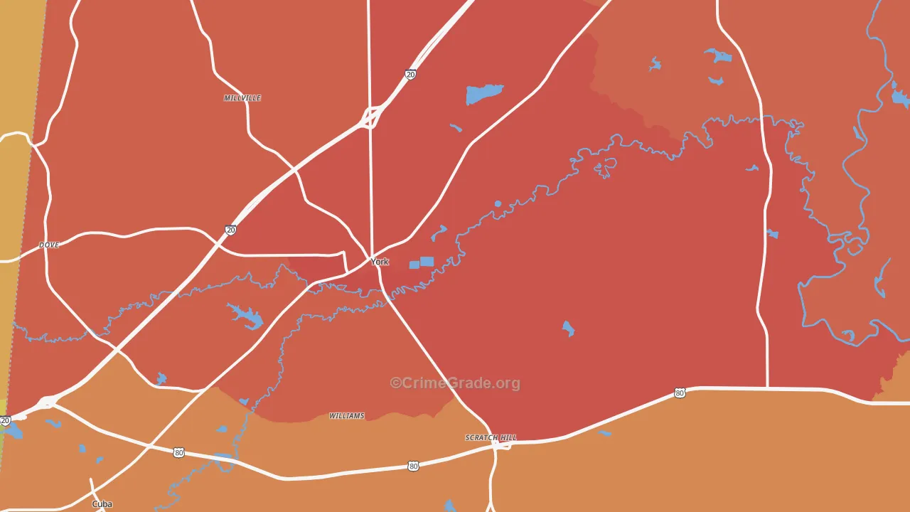 York, AL Map of Assault Rates