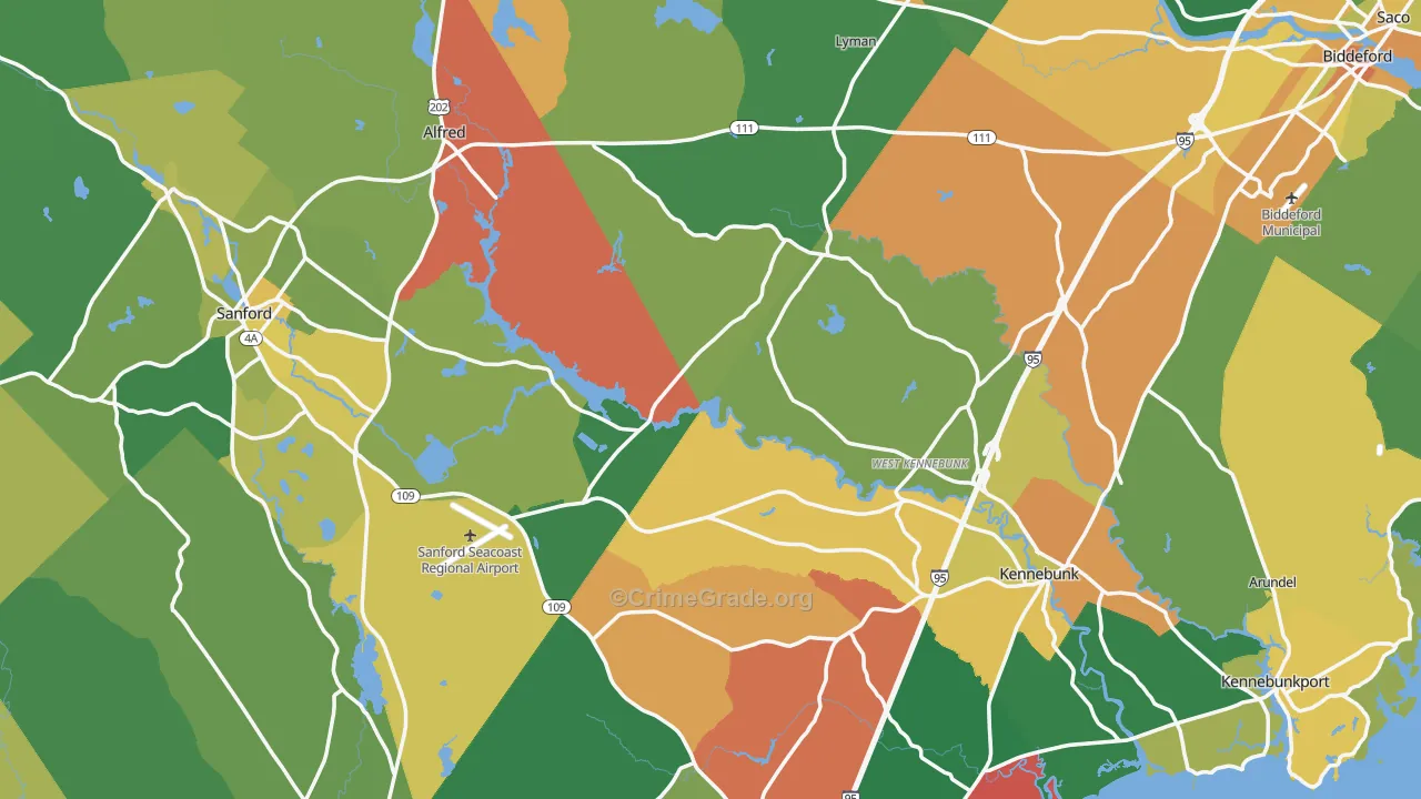 York County, ME Map of Assault Rates