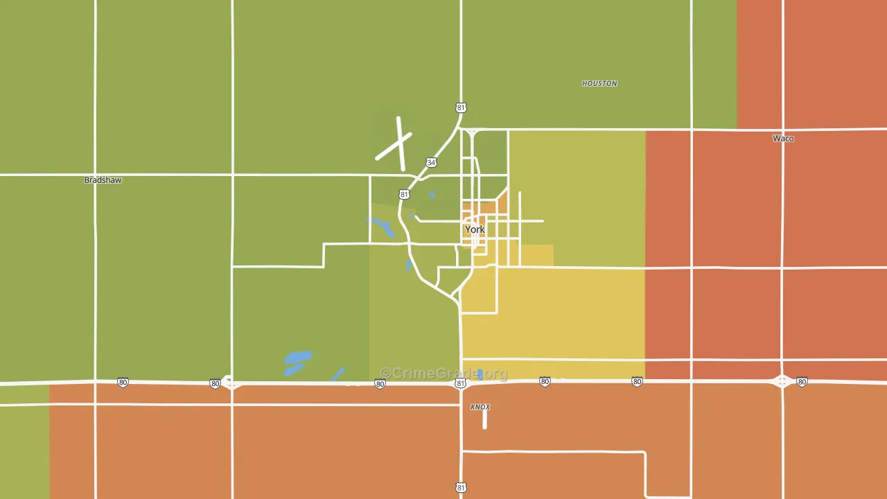 York County, NE Map of Assault Rates